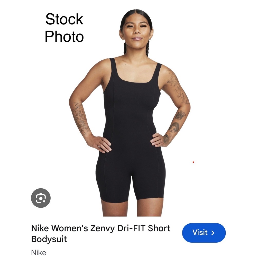 Nike Womens Zenvy Dri-FIT Short Bodysuit Black FN3031-010 Small NWT